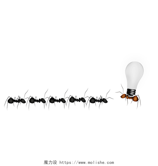 白色背景蚂蚁团队跟随其领导人背后的理念蚂蚁，业务团队